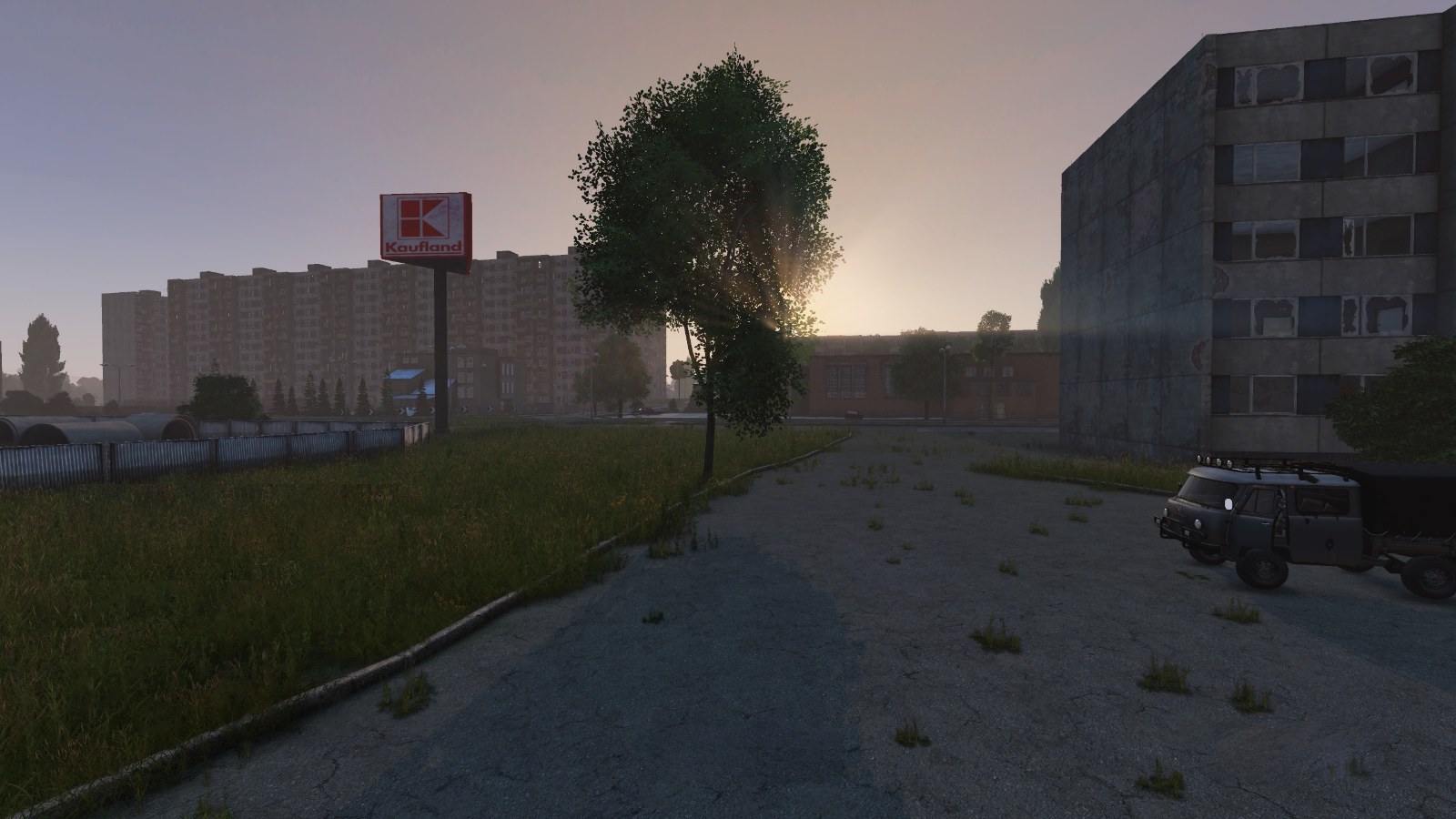 Road at sunset on a 7SBM server